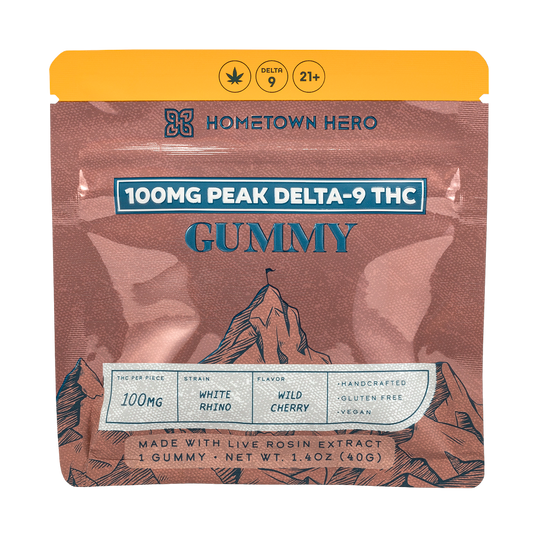 Hometown Hero | Delta-9 Peak 100mg Gummy : White Rhino - Indica